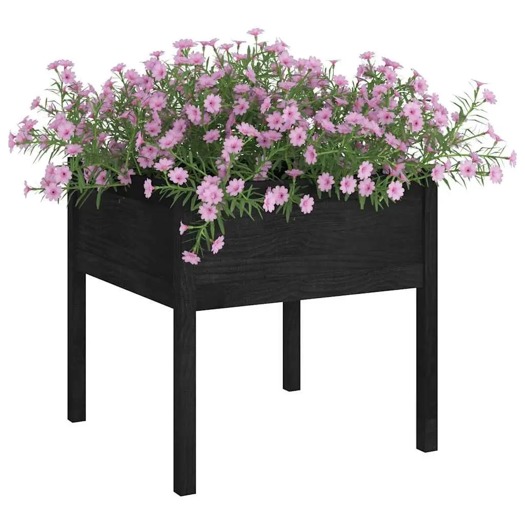 Garden Planters 2 pcs Black 70x70x70 cm Outdoor Flower Boxes Deep Wide