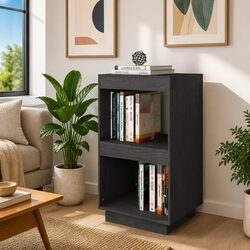 Book Cabinet Grey Solid Pinewood Storage Shelving Unit Bookcase Display Rack