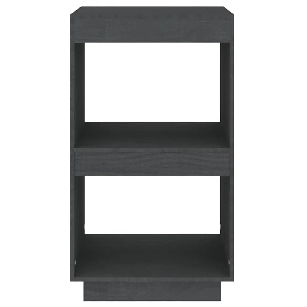 Book Cabinet Solid Pinewood Grey Storage Shelving Unit Display Rack
