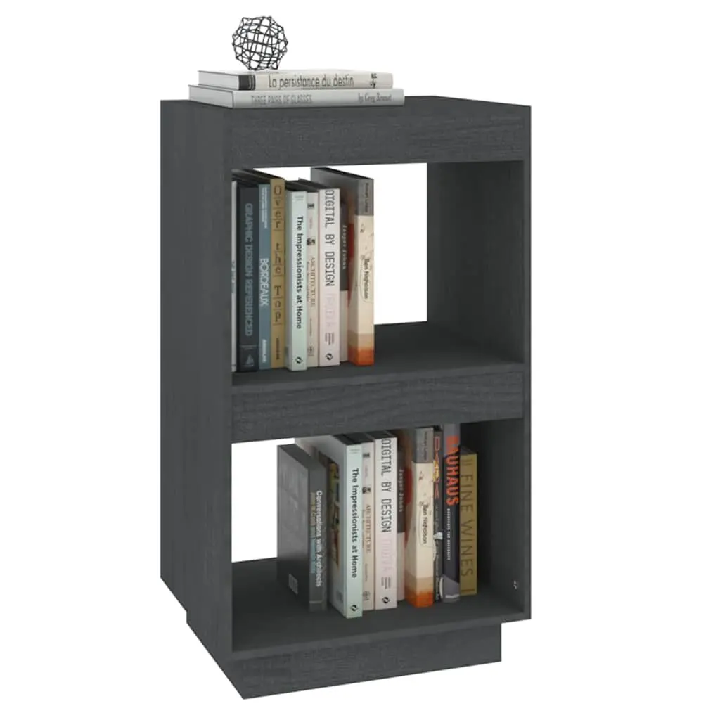 Book Cabinet Solid Pinewood Grey Storage Shelving Unit Display Rack