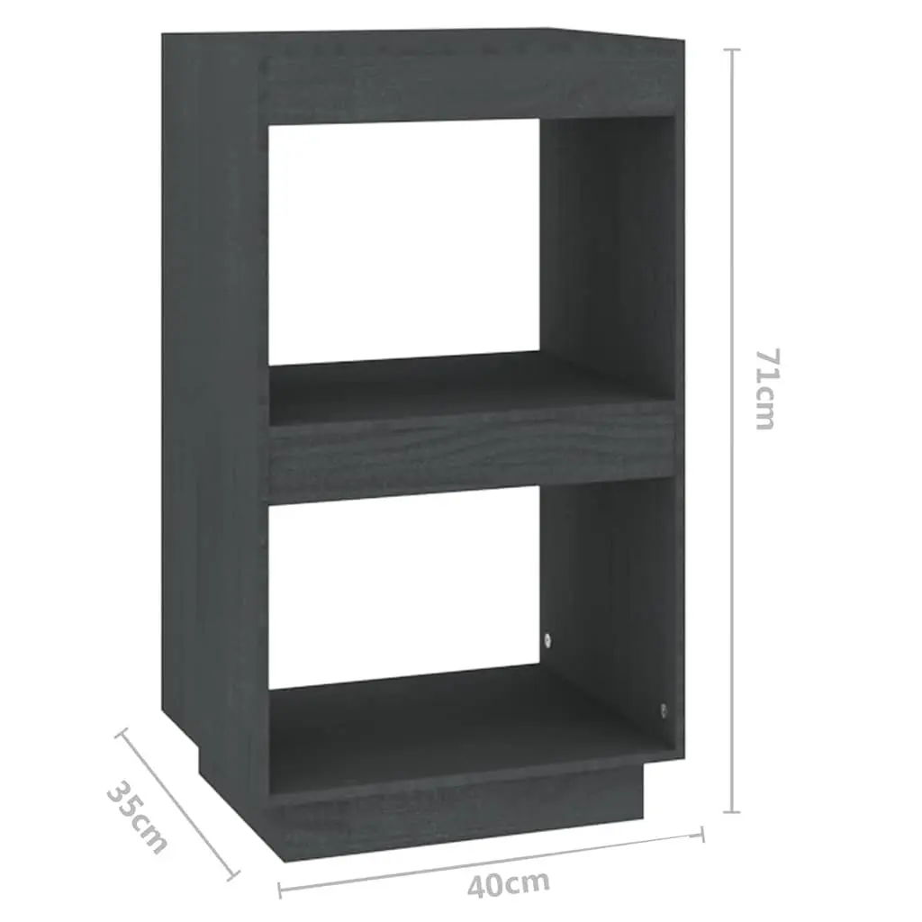 Book Cabinet Solid Pinewood Grey Storage Shelving Unit Display Rack