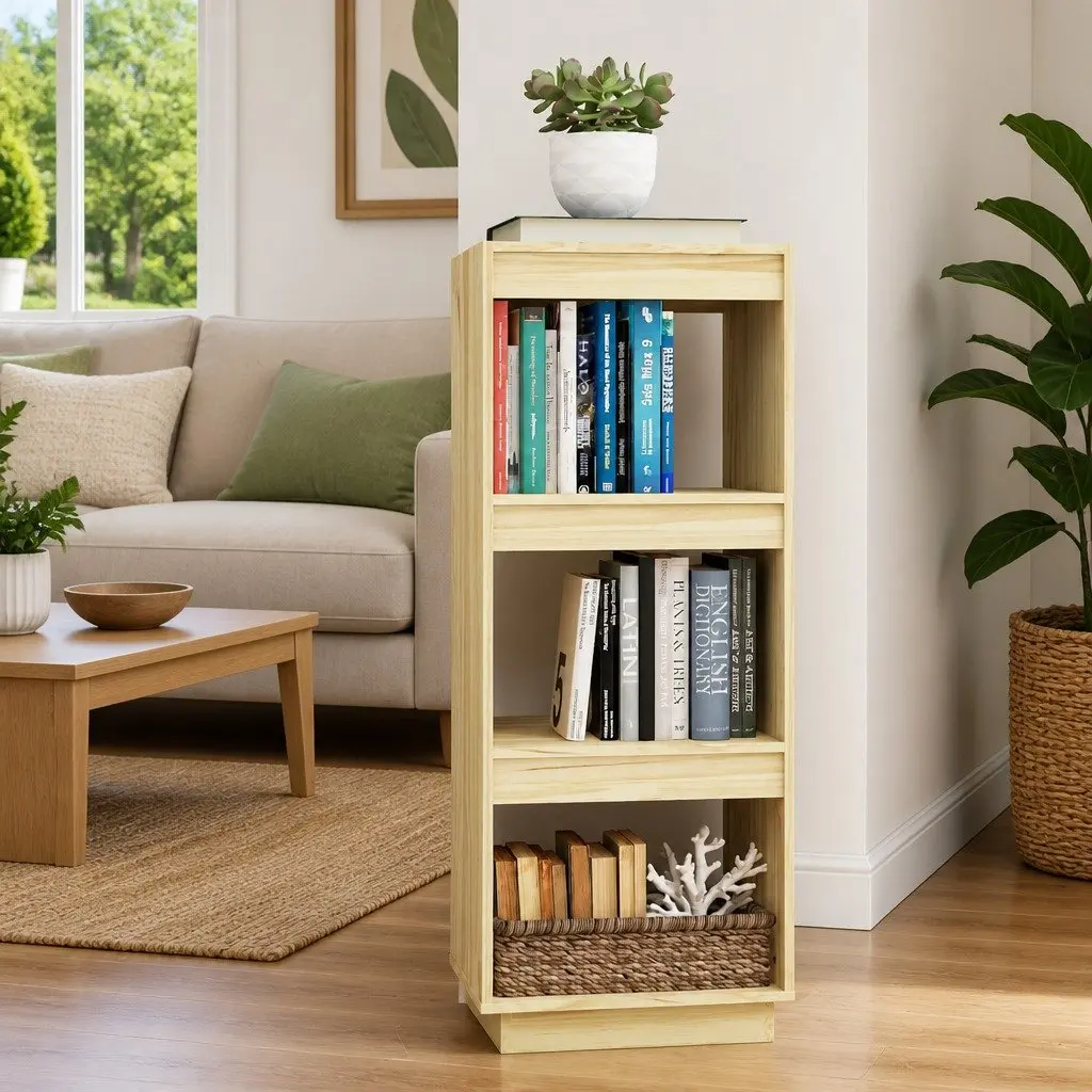 Pinewood Book Cabinet Room Divider Storage Organiser 40cm x 35cm x 103cm Brown