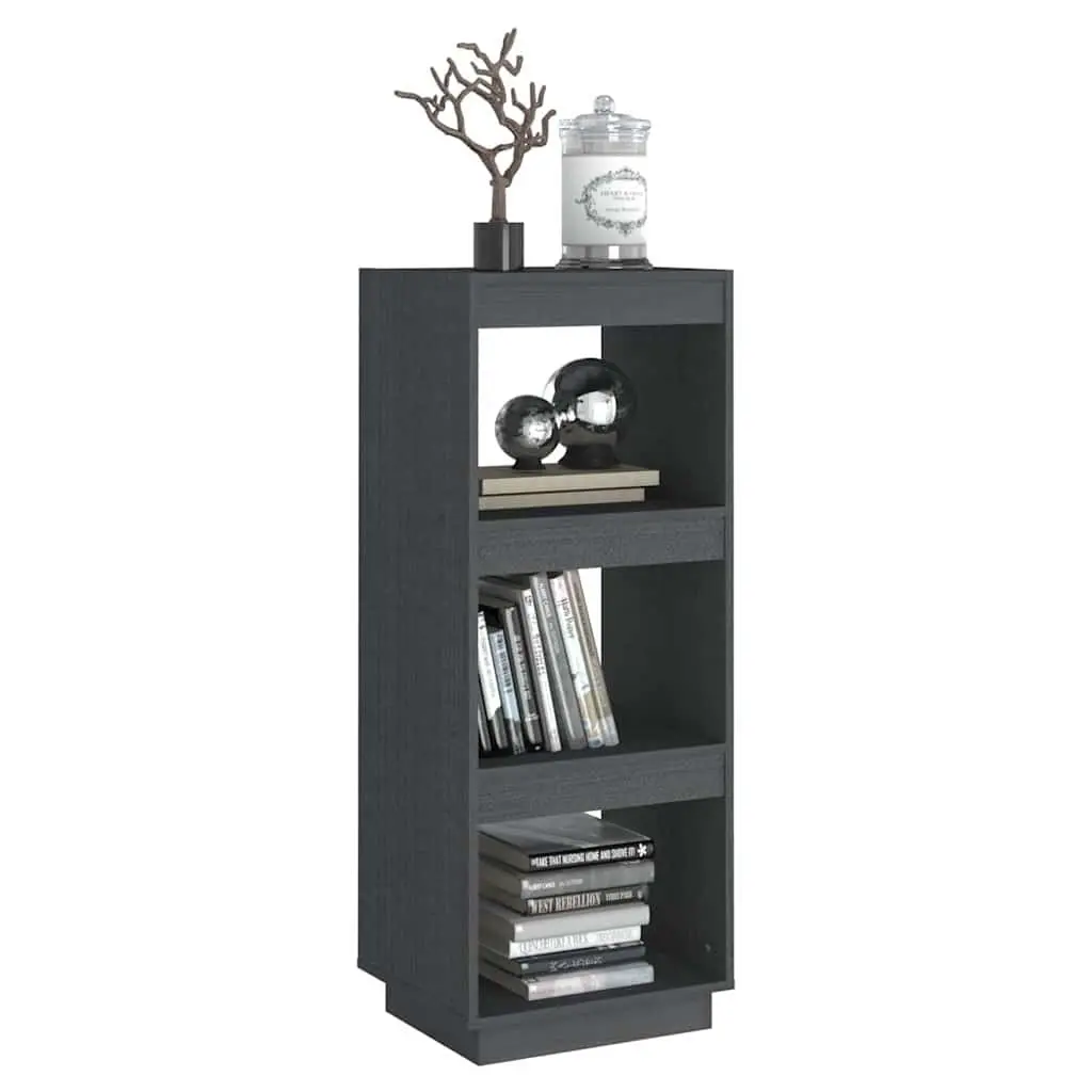 Solid Pinewood Book Cabinet Grey Room Divider Storage Unit 40x35x103cm