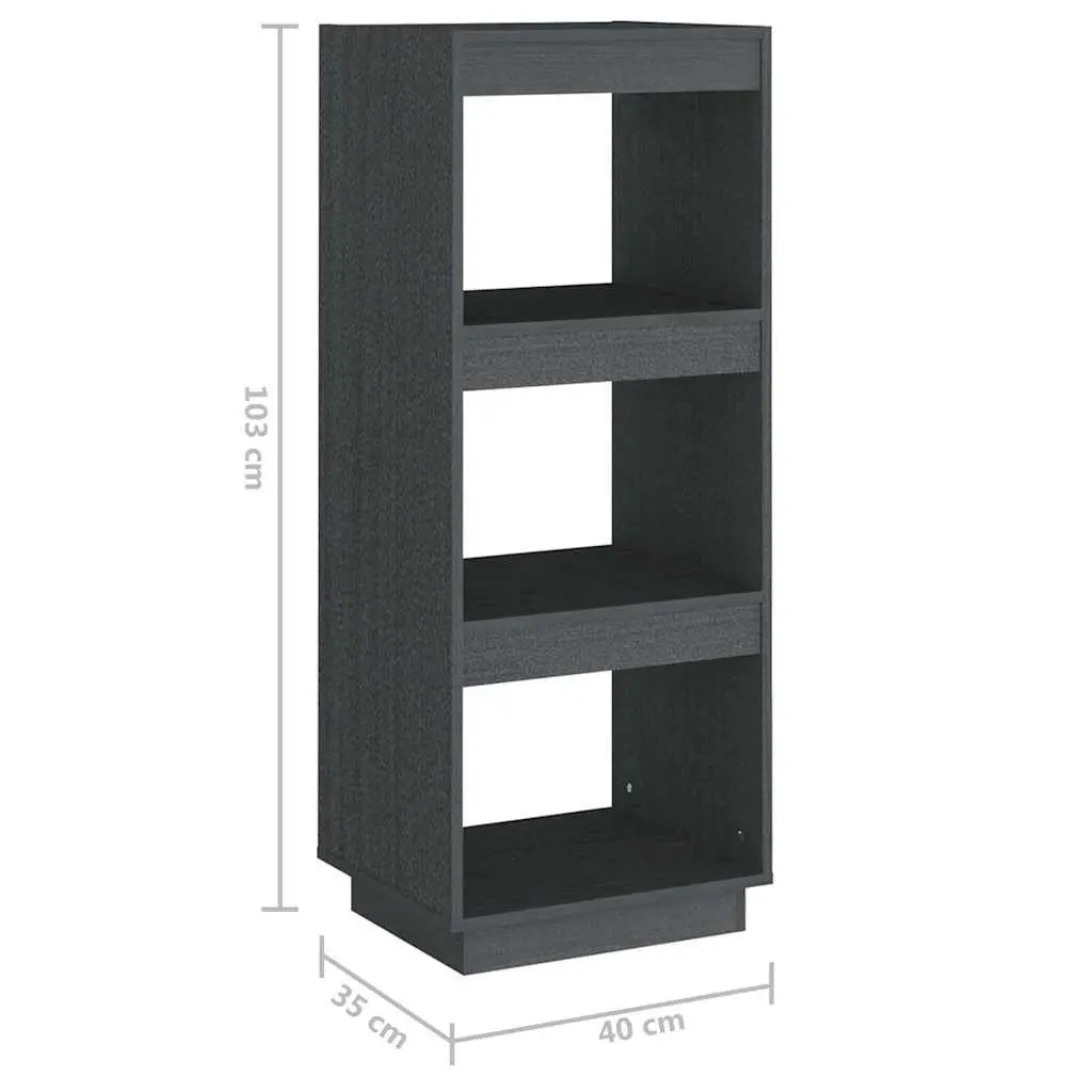 Solid Pinewood Book Cabinet Grey Room Divider Storage Unit 40x35x103cm