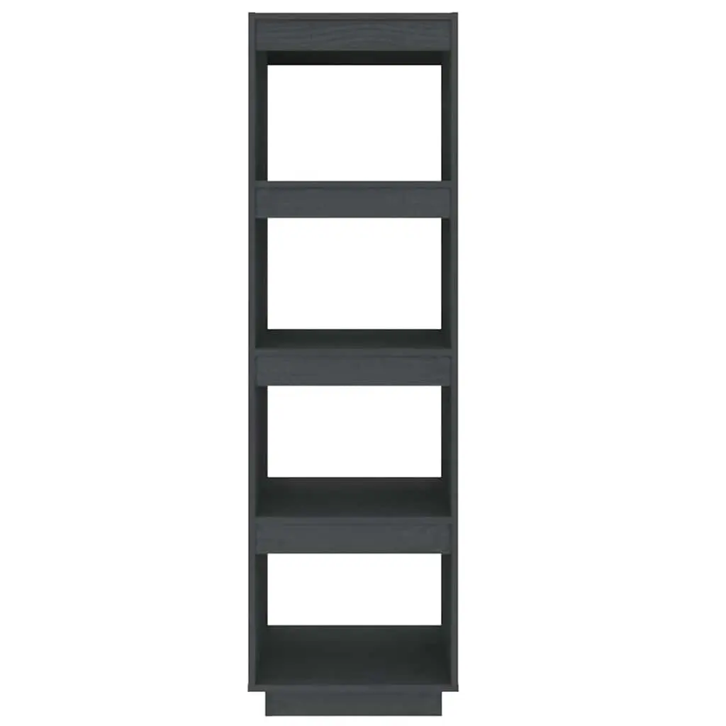 Book Cabinet Solid Pinewood Grey 40 x 35 x 135 cm Shelving Storage Unit Room Divider