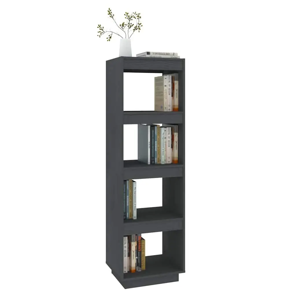 Book Cabinet Solid Pinewood Grey 40 x 35 x 135 cm Shelving Storage Unit Room Divider