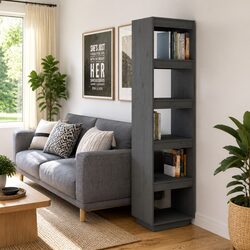 Book Cabinet Room Divider Grey 40x35x167 cm Solid Wood Pine Storage Shelf