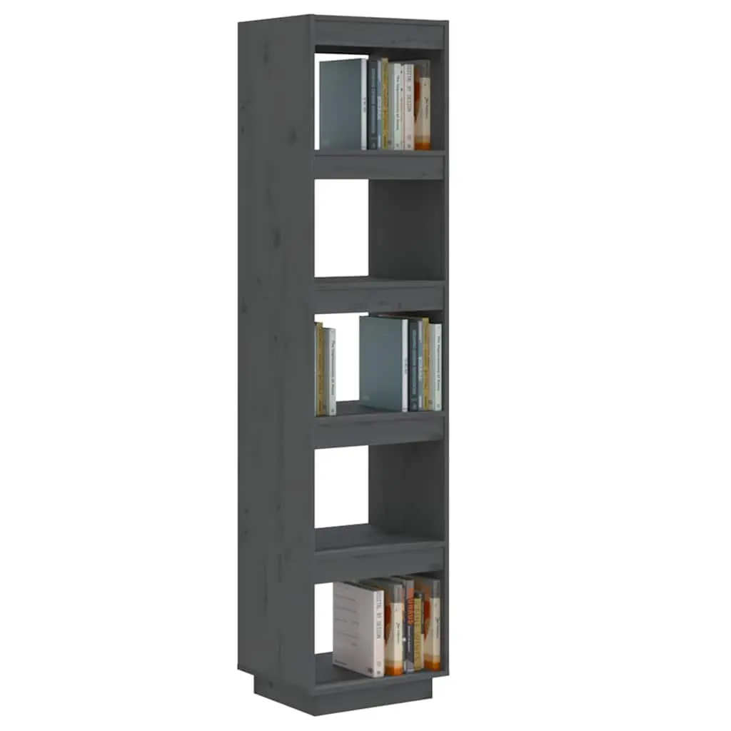 Book Cabinet Room Divider Grey 40x35x167 cm Solid Wood Pine Storage Shelf