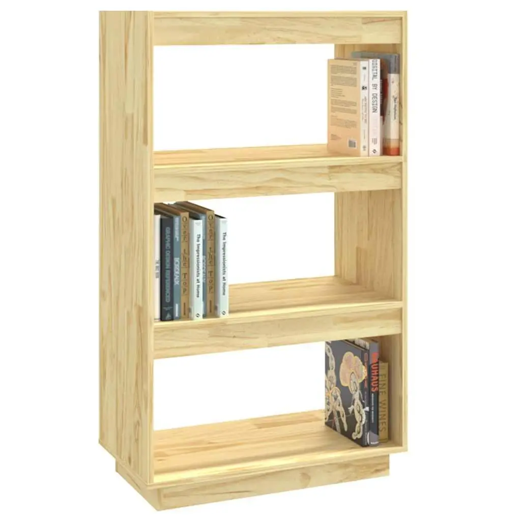 Brown Wooden Room Divider Book Cabinet Organizer Solid Pinewood 60W x 35D x 103H cm