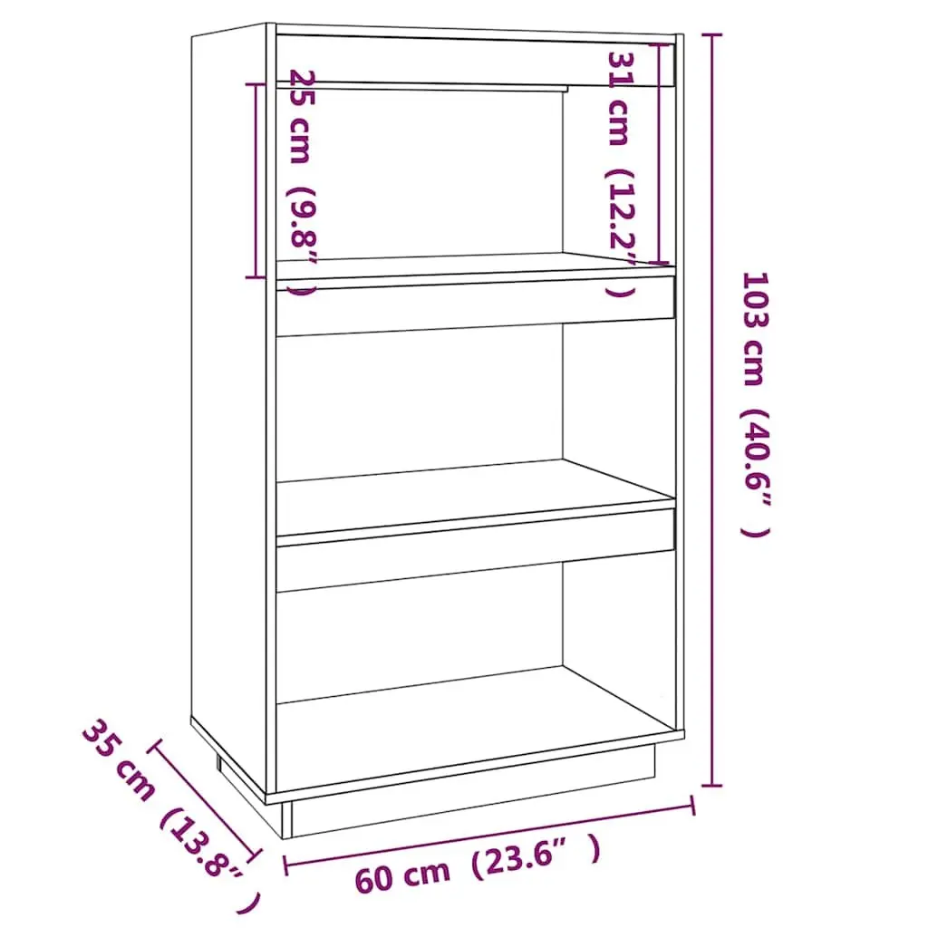 Book Cabinet Room Divider Grey 60x35x103 cm Solid Wood Pine Shelving Storage