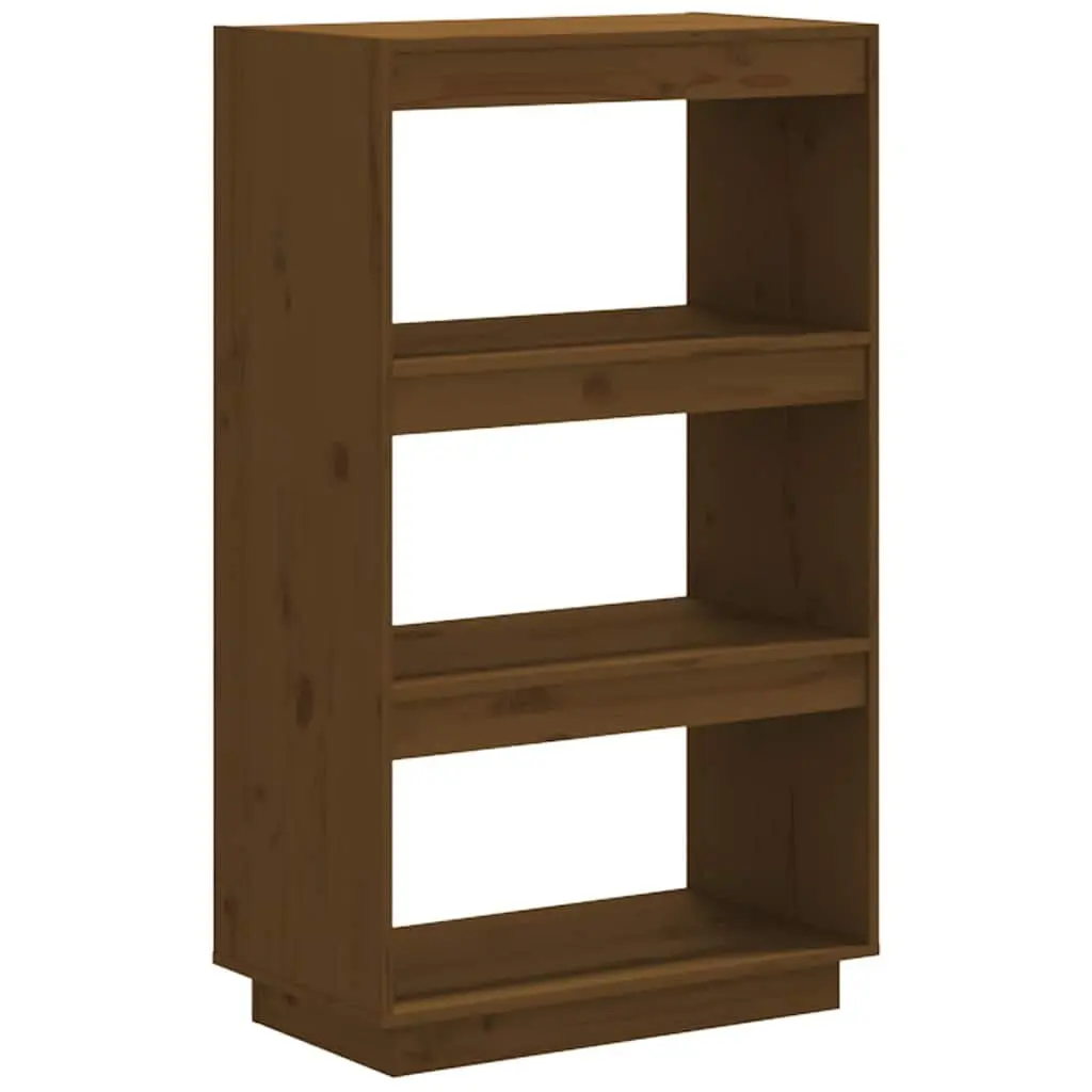 Book Cabinet Room Divider Solid Pinewood 60W x 35D x 103H cm Honey Brown