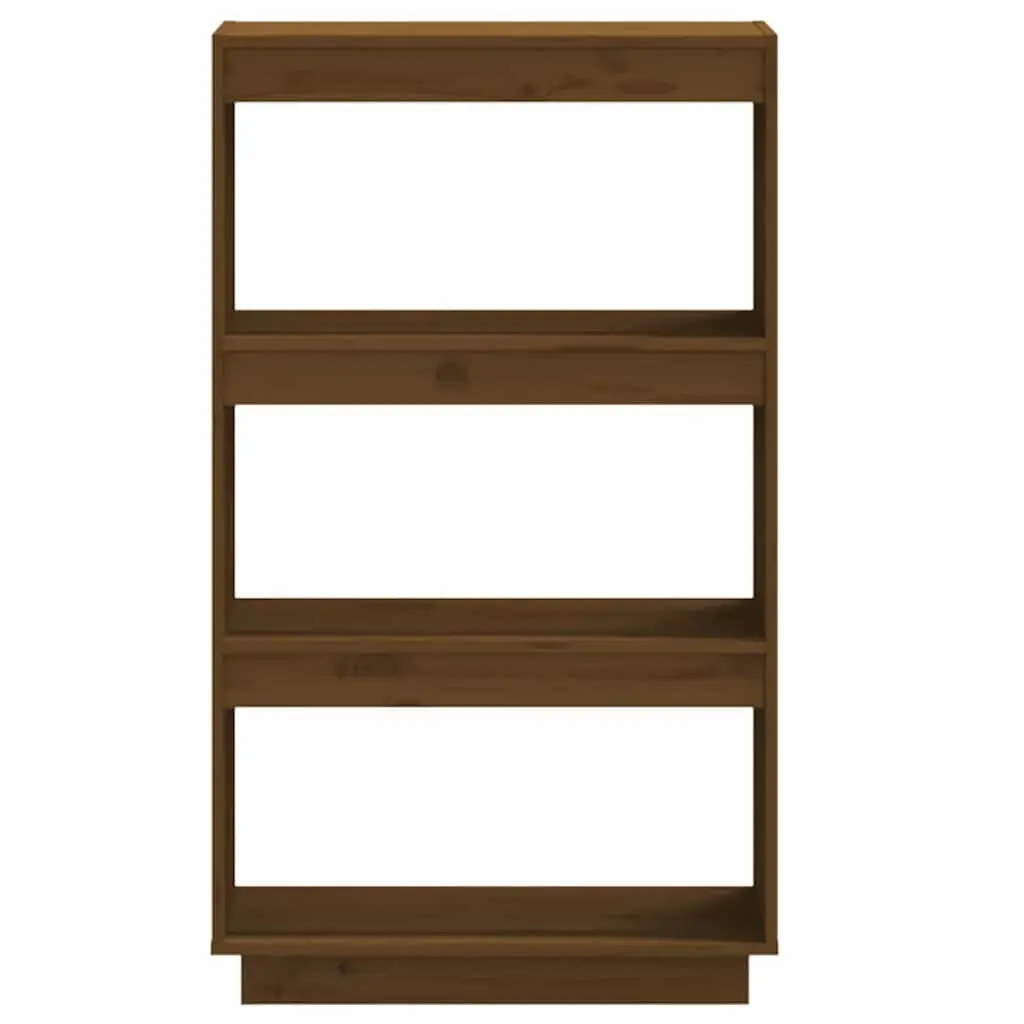 Book Cabinet Room Divider Solid Pinewood 60W x 35D x 103H cm Honey Brown