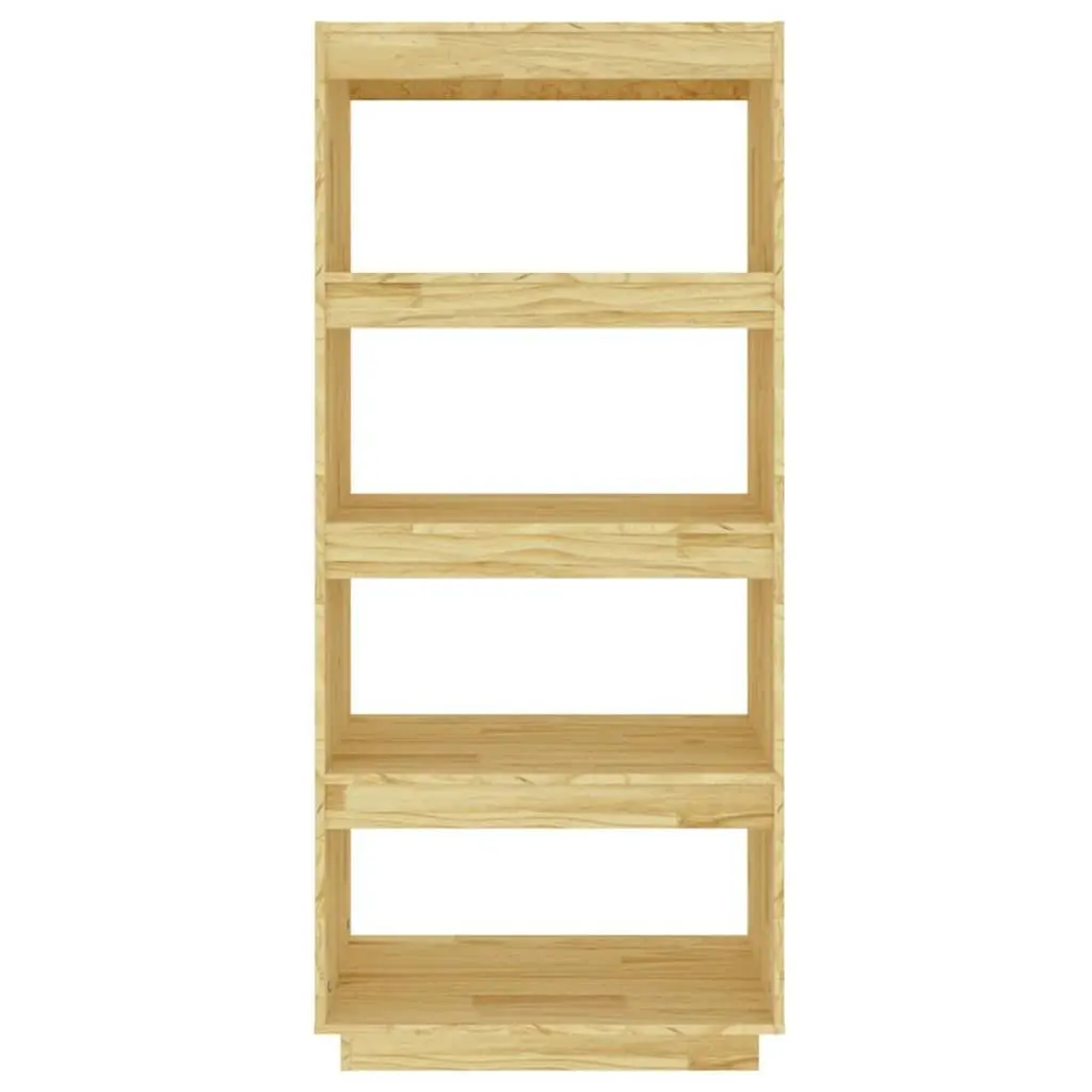 Wooden Bookcase Room Divider Solid Pinewood 60 x 35 x 135 cm Brown Shelving Unit Storage Organiser