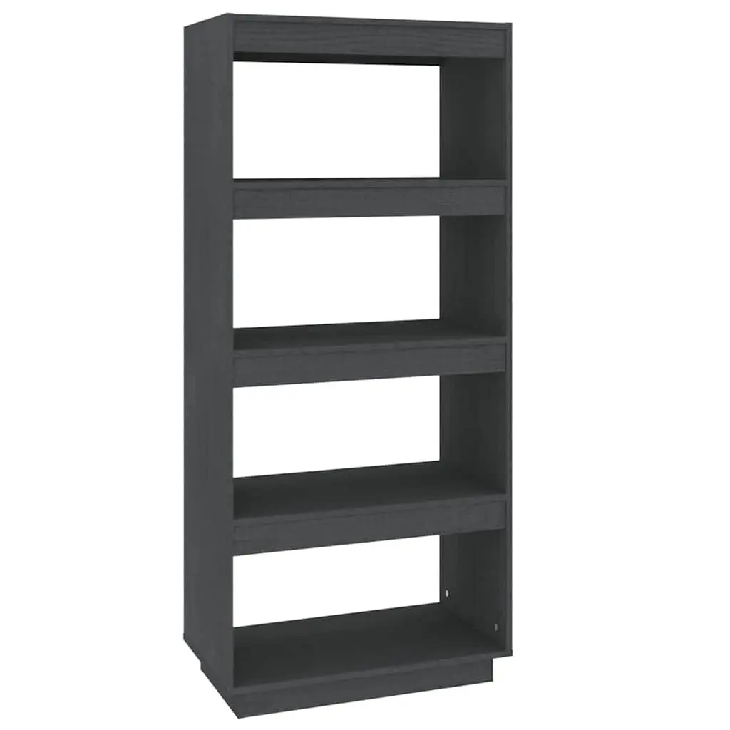 Book Cabinet Solid Pinewood 60x35x135cm Grey Shelving Storage Room Divider
