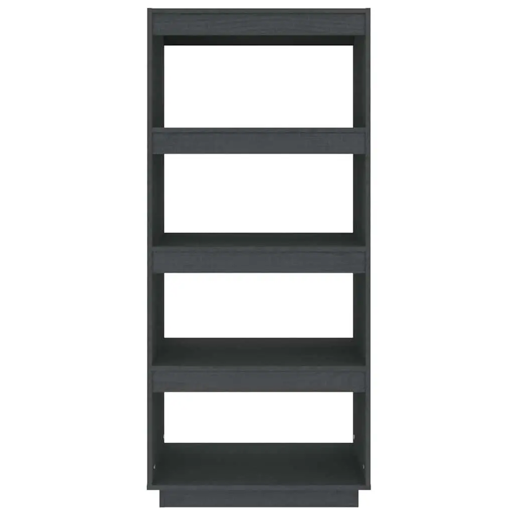 Book Cabinet Solid Pinewood 60x35x135cm Grey Shelving Storage Room Divider