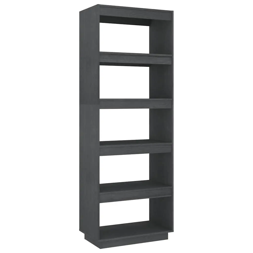 Pinewood Bookcase Grey Room Divider 60x35x167cm Tall Storage Unit