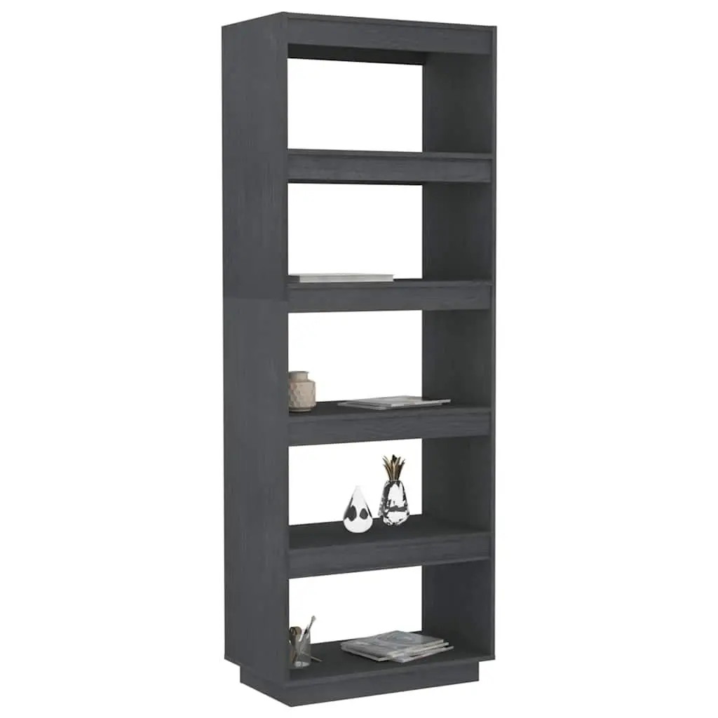 Pinewood Bookcase Grey Room Divider 60x35x167cm Tall Storage Unit