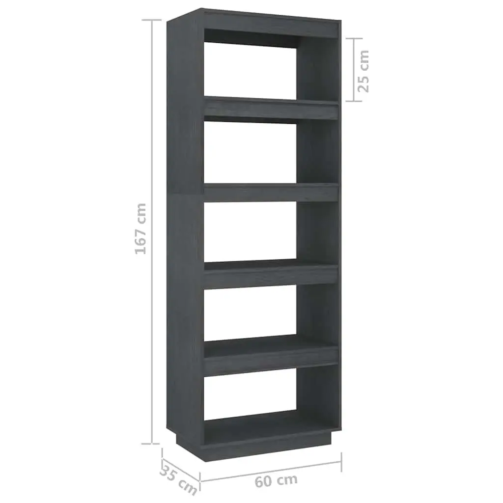 Pinewood Bookcase Grey Room Divider 60x35x167cm Tall Storage Unit