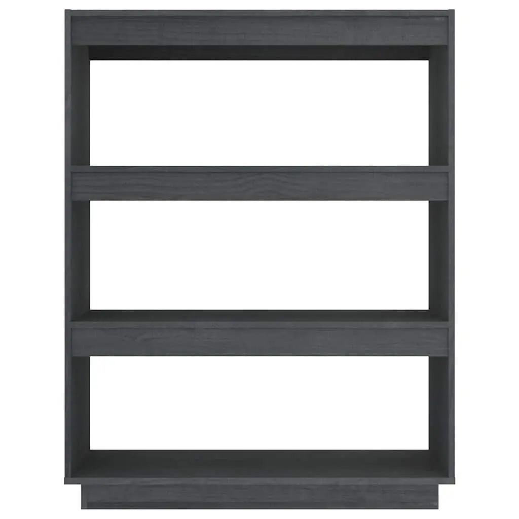Grey Wooden Room Divider and Book Cabinet