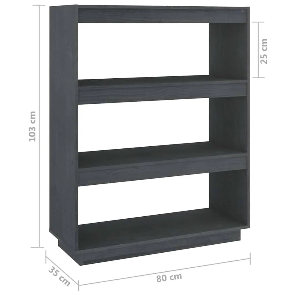 Grey Wooden Room Divider and Book Cabinet