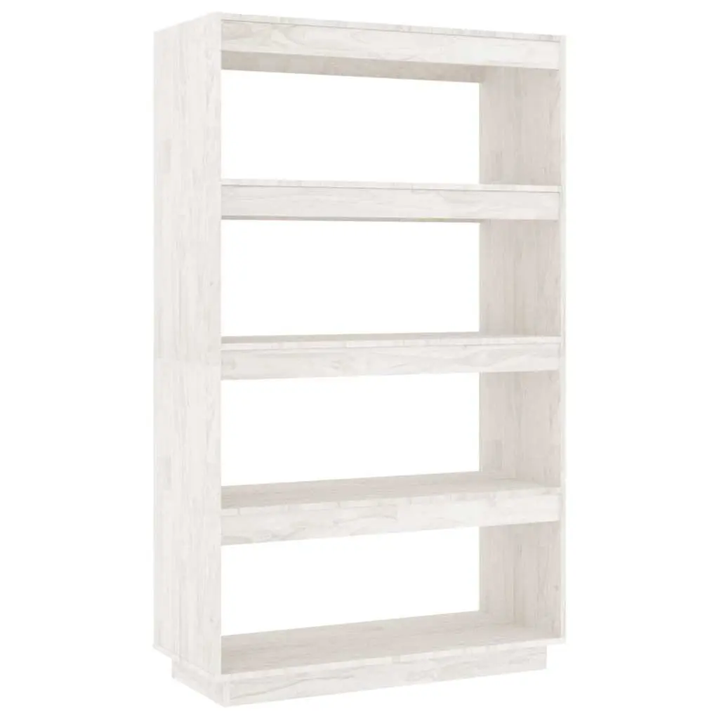 Book Cabinet Solid Pinewood White 80W x 35D x 135H cm Shelving Unit Room Divider Storage Organiser