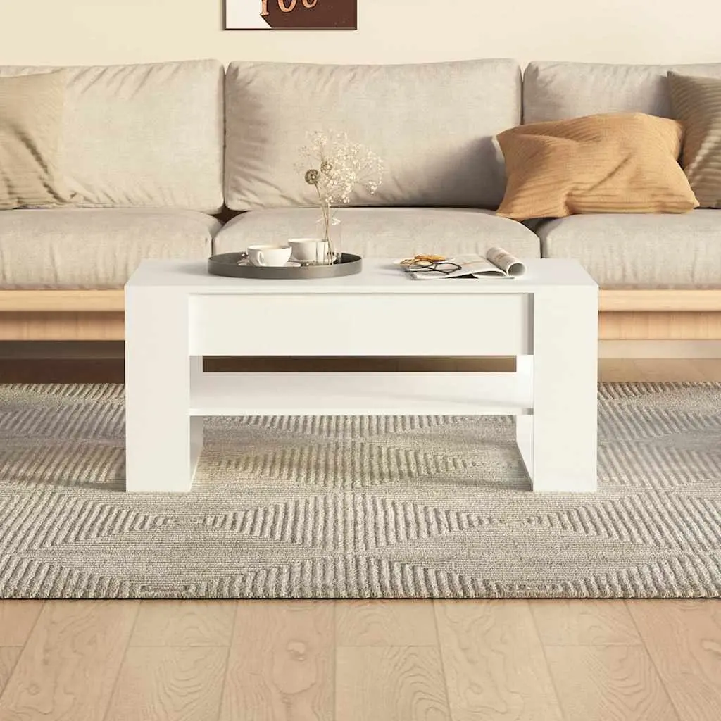 Coffee Table Engineered Wood 102cm White
