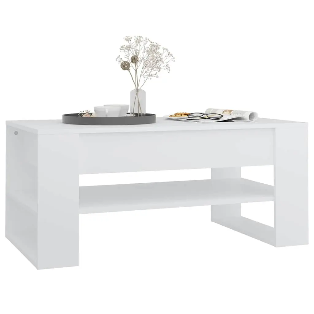 Coffee Table Engineered Wood 102cm White
