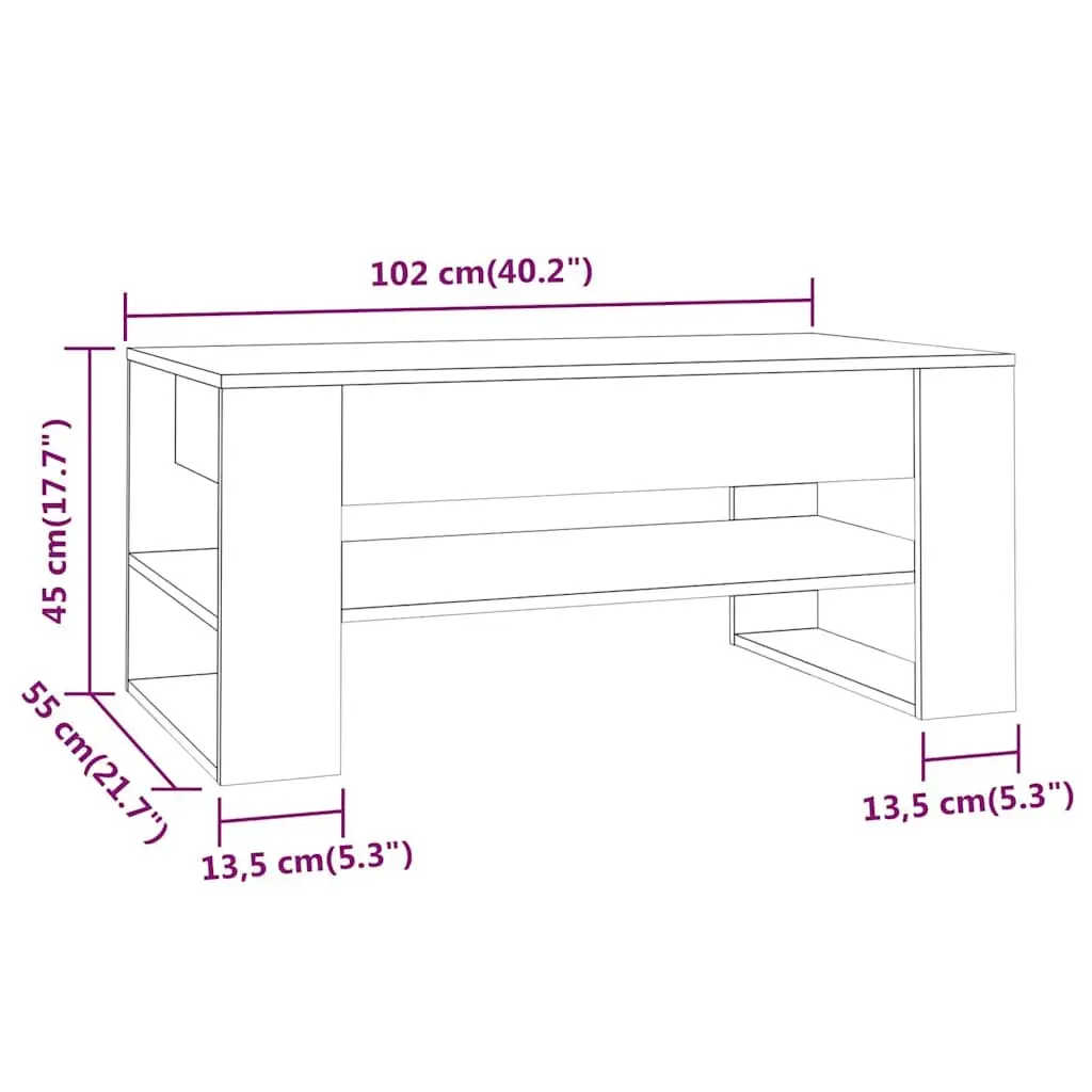 Coffee Table Engineered Wood 102cm White