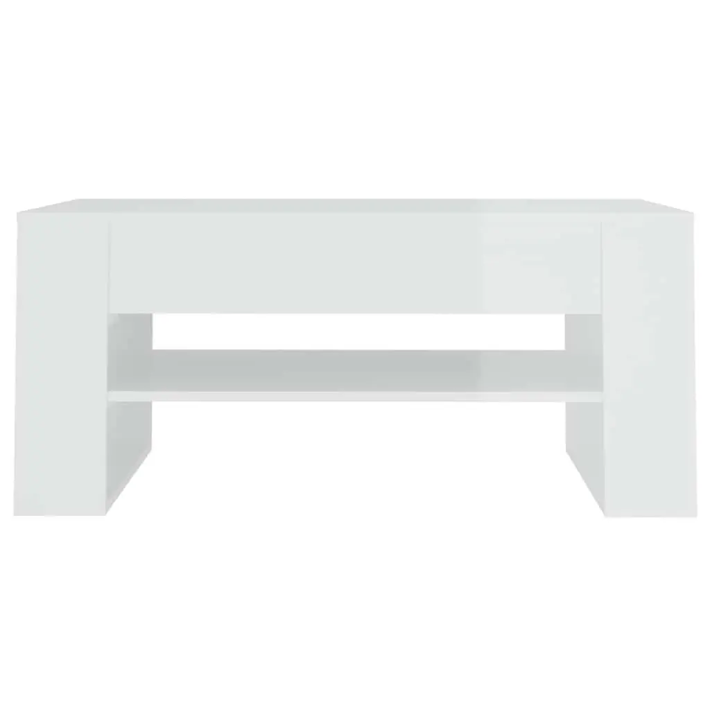 White Coffee Table with Storage Shelf