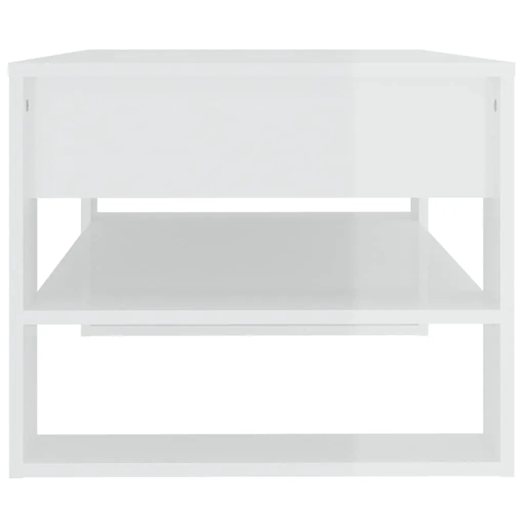 White Coffee Table with Storage Shelf