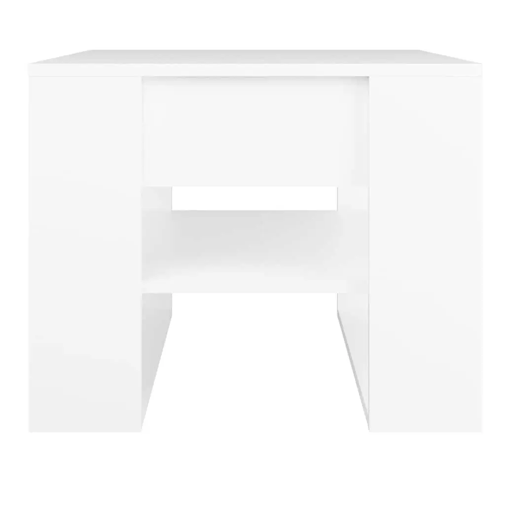 White Coffee Table with Storage Shelf for Home Use 55.5x55x45cm