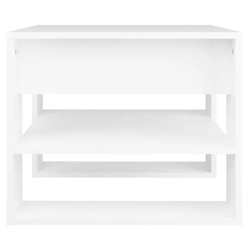 White Coffee Table with Storage Shelf for Home Use 55.5x55x45cm