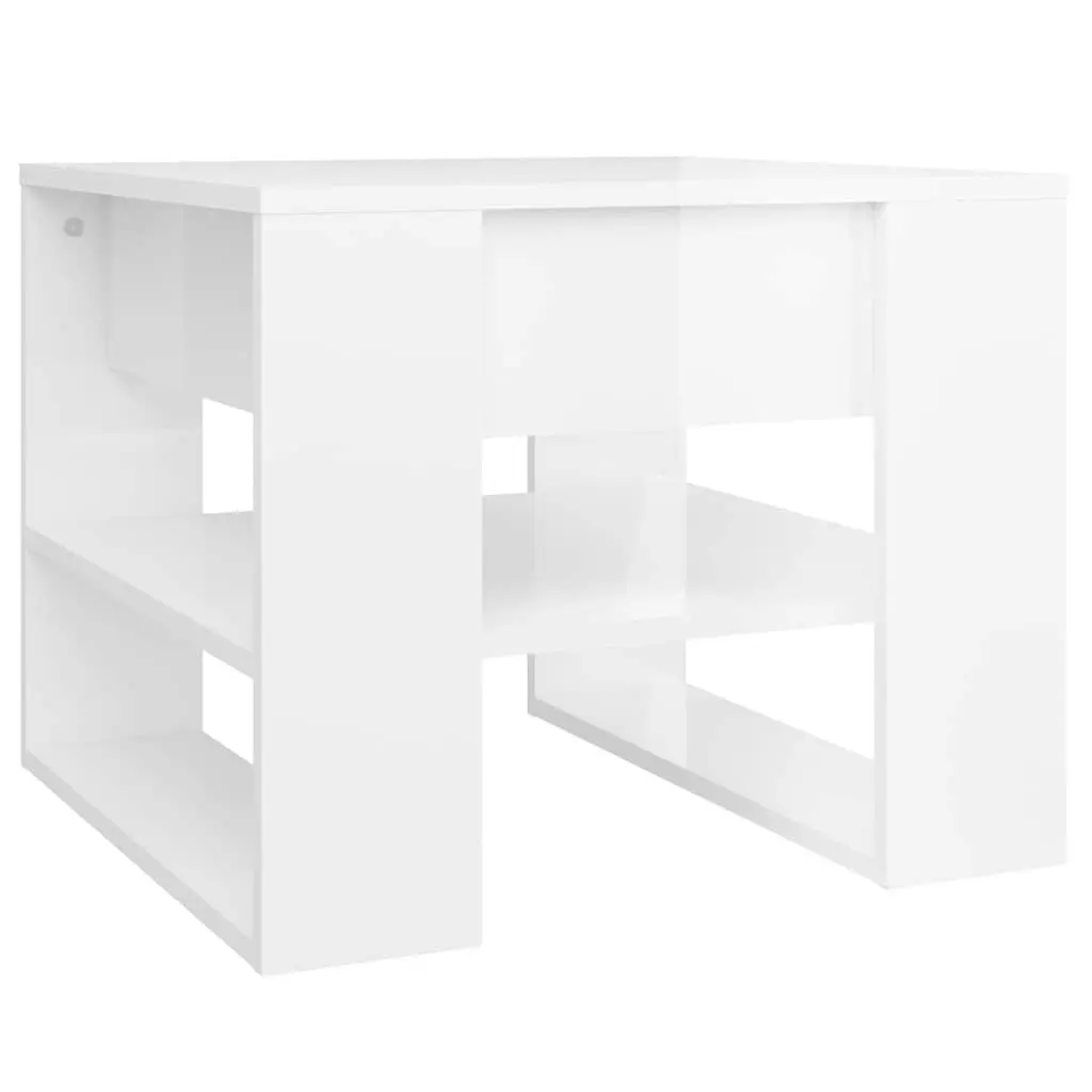 Coffee Table High Gloss White Storage Shelf Living Room Accent Furniture