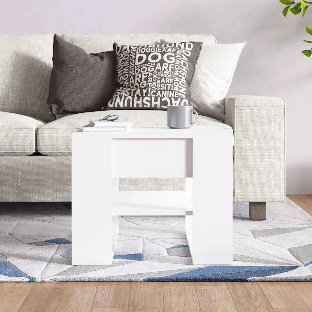 Coffee Table High Gloss White Storage Shelf Living Room Accent Furniture