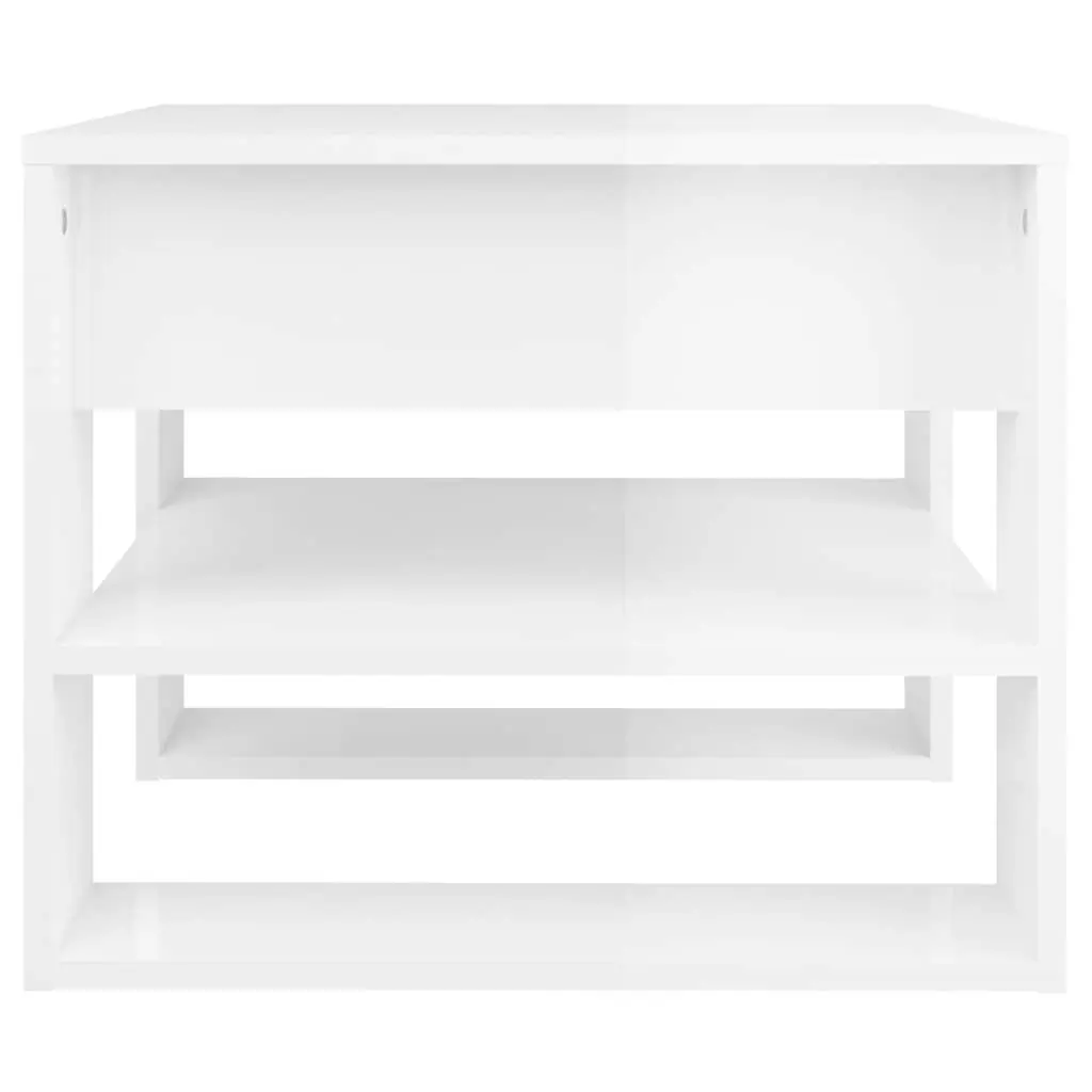 Coffee Table High Gloss White Storage Shelf Living Room Accent Furniture