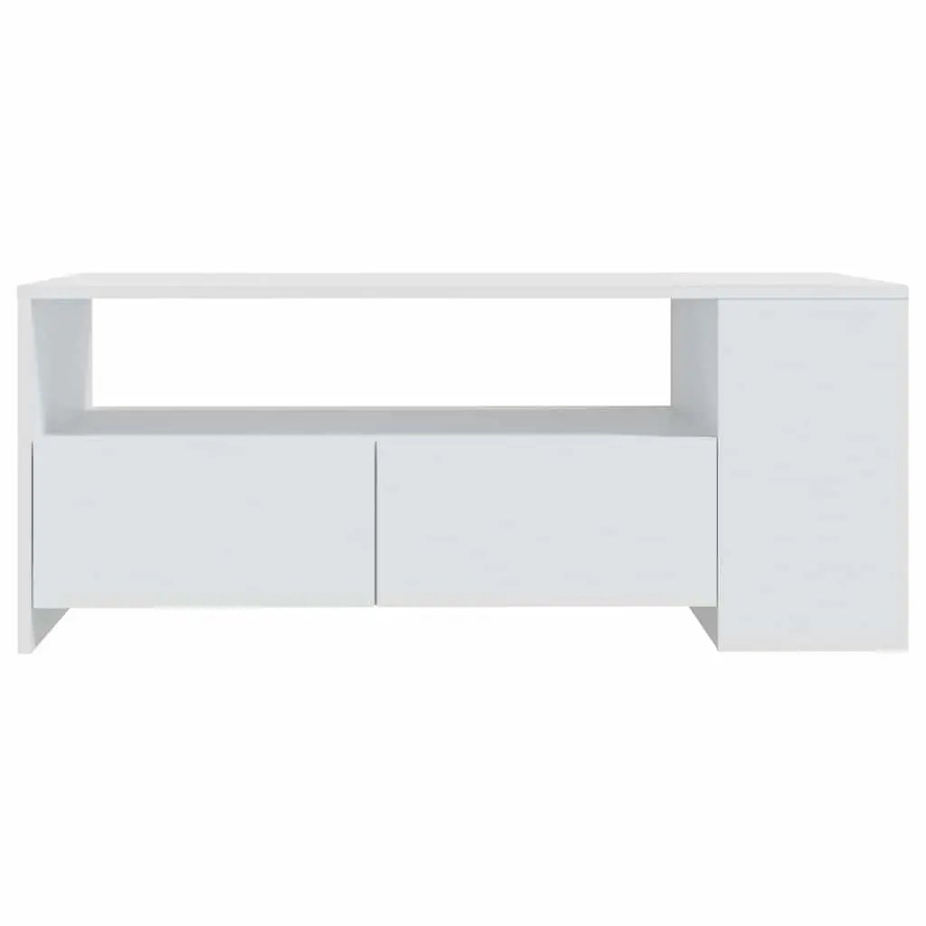 Coffee Table Engineered Wood 102cm White Storage Shelf Drawers Compartments