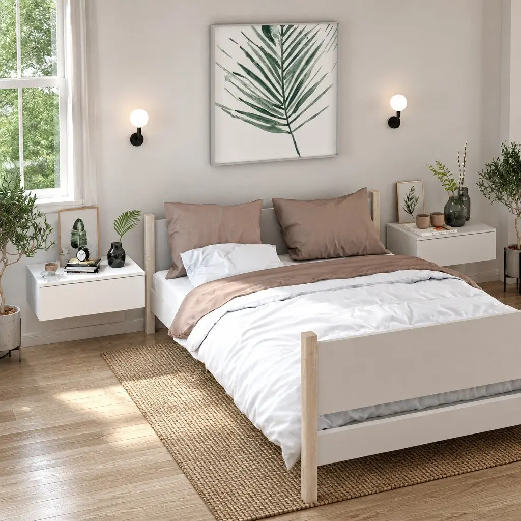 White Floating Cabinets for Bedroom Use