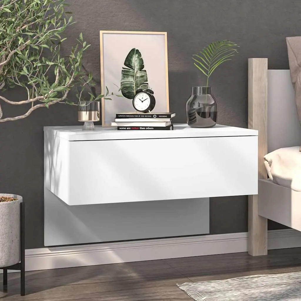 White Floating Cabinets for Bedroom Use