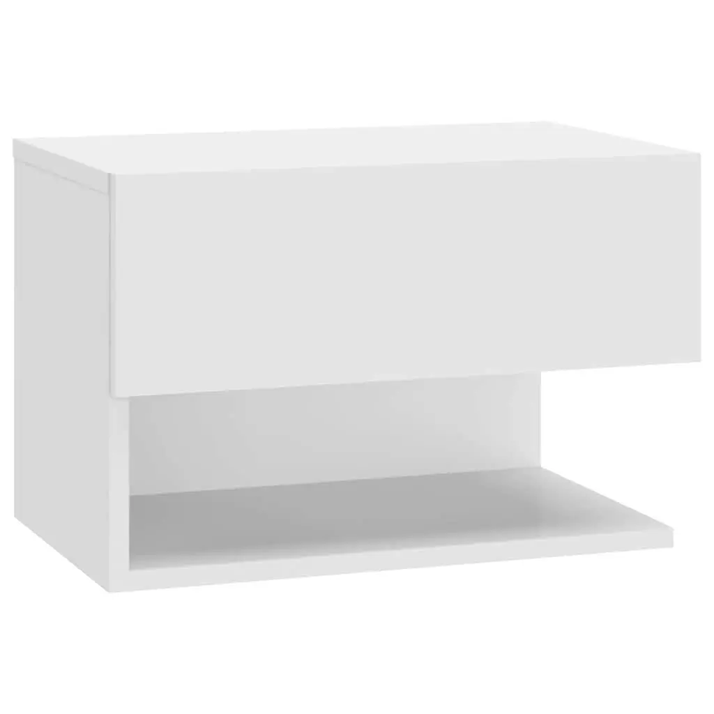 Wall-mounted Bedside Cabinet Engineered Wood White Floating Storage Unit