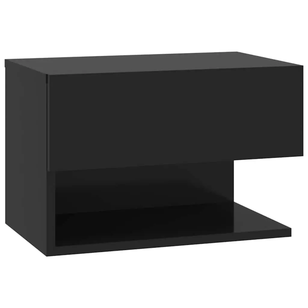 Black Wall-Mounted Bedside Storage Unit