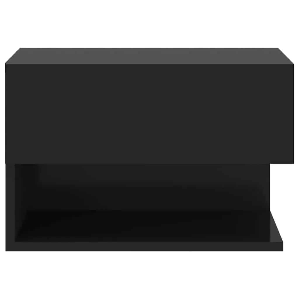 Black Wall-Mounted Bedside Storage Unit