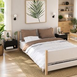 Functional Floating Bedside Storage Cabinets - Set of 2