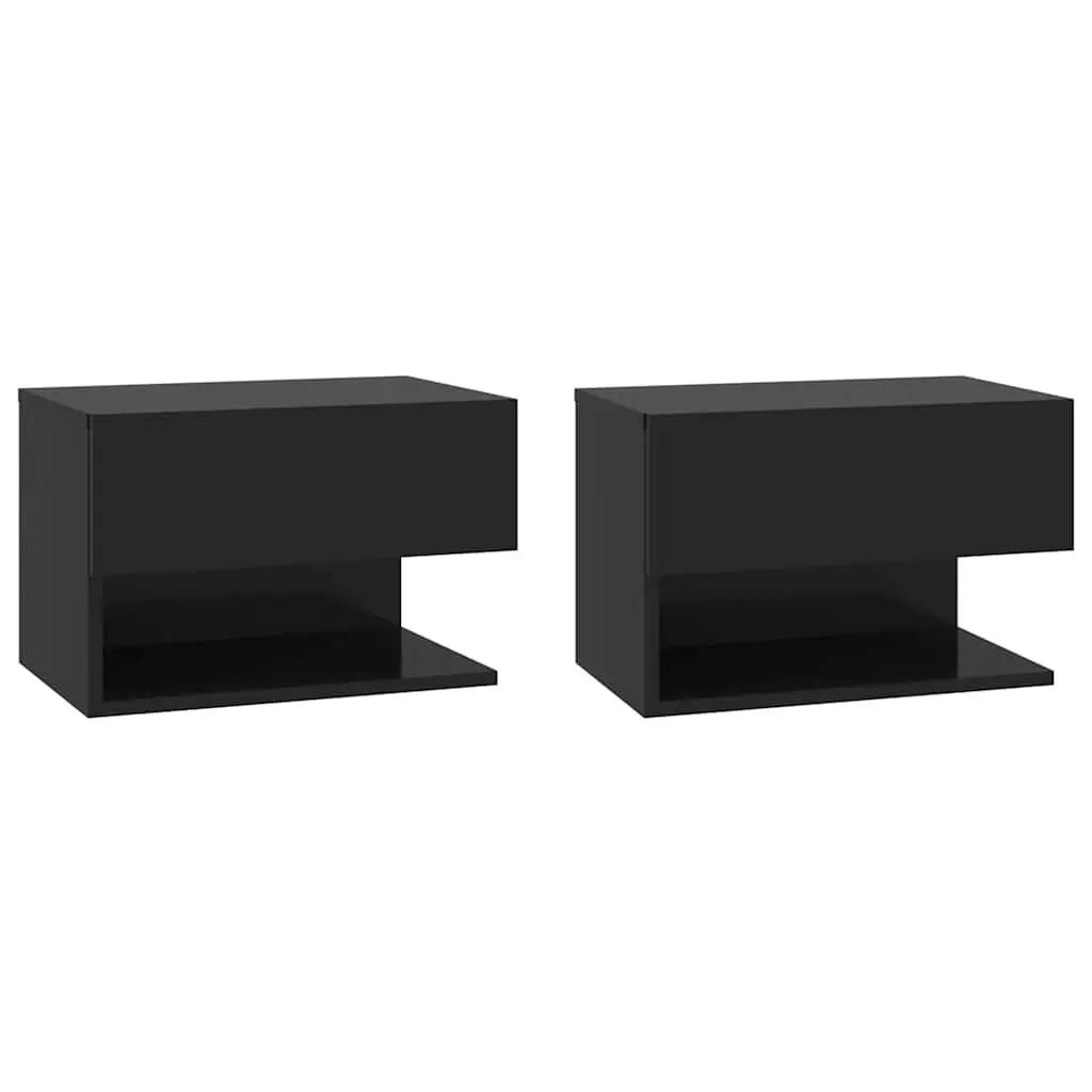 Wall-mounted Bedside Cabinets 2 pcs Black Floating Storage Unit Bedroom