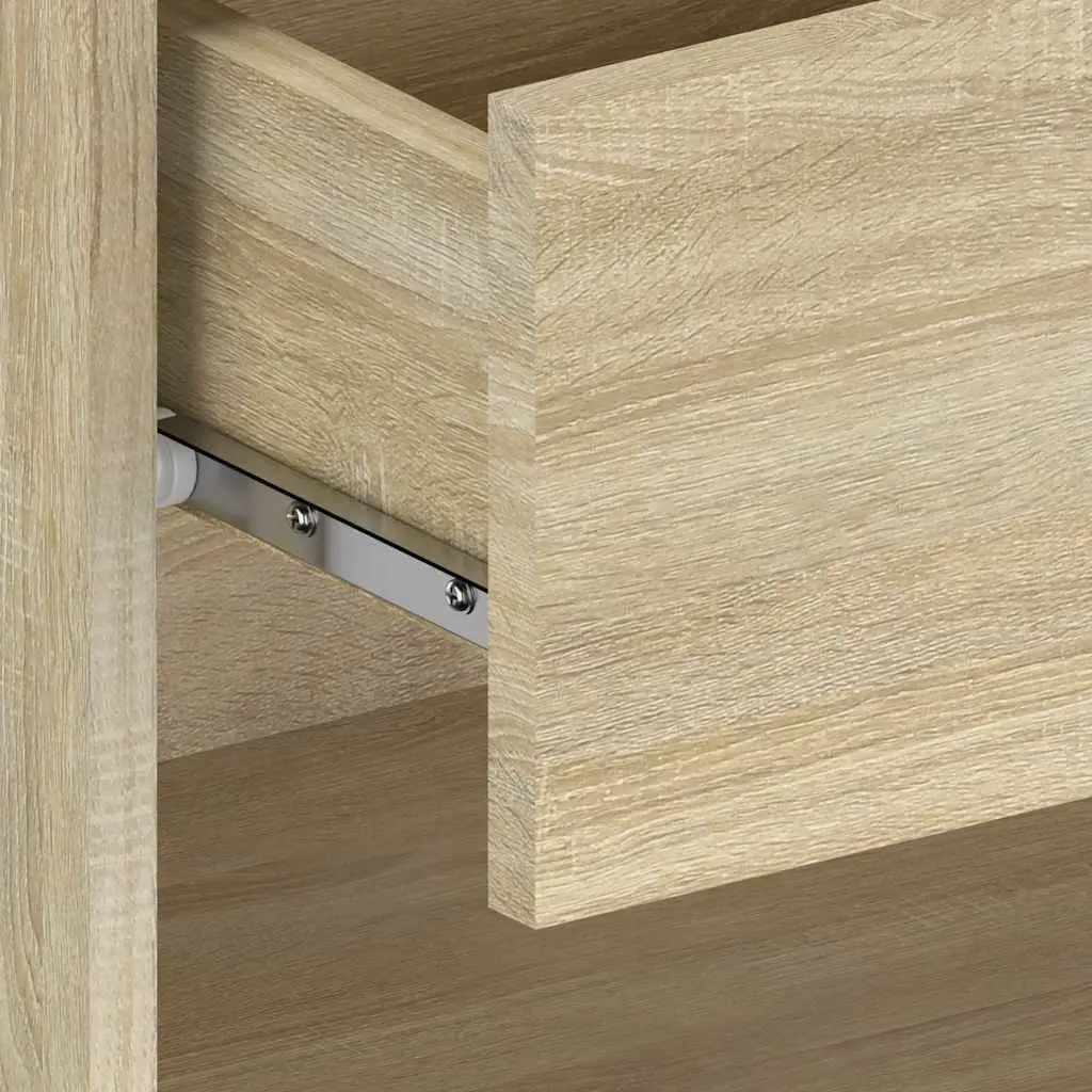 Wall-mounted Bedside Cabinet Engineered Wood Brown Floating Shelf