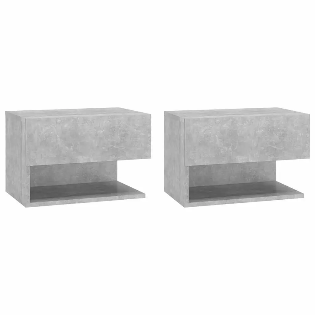 Wall-mounted Bedside Cabinets Engineered Wood 2 Piece Grey Floating Storage Units