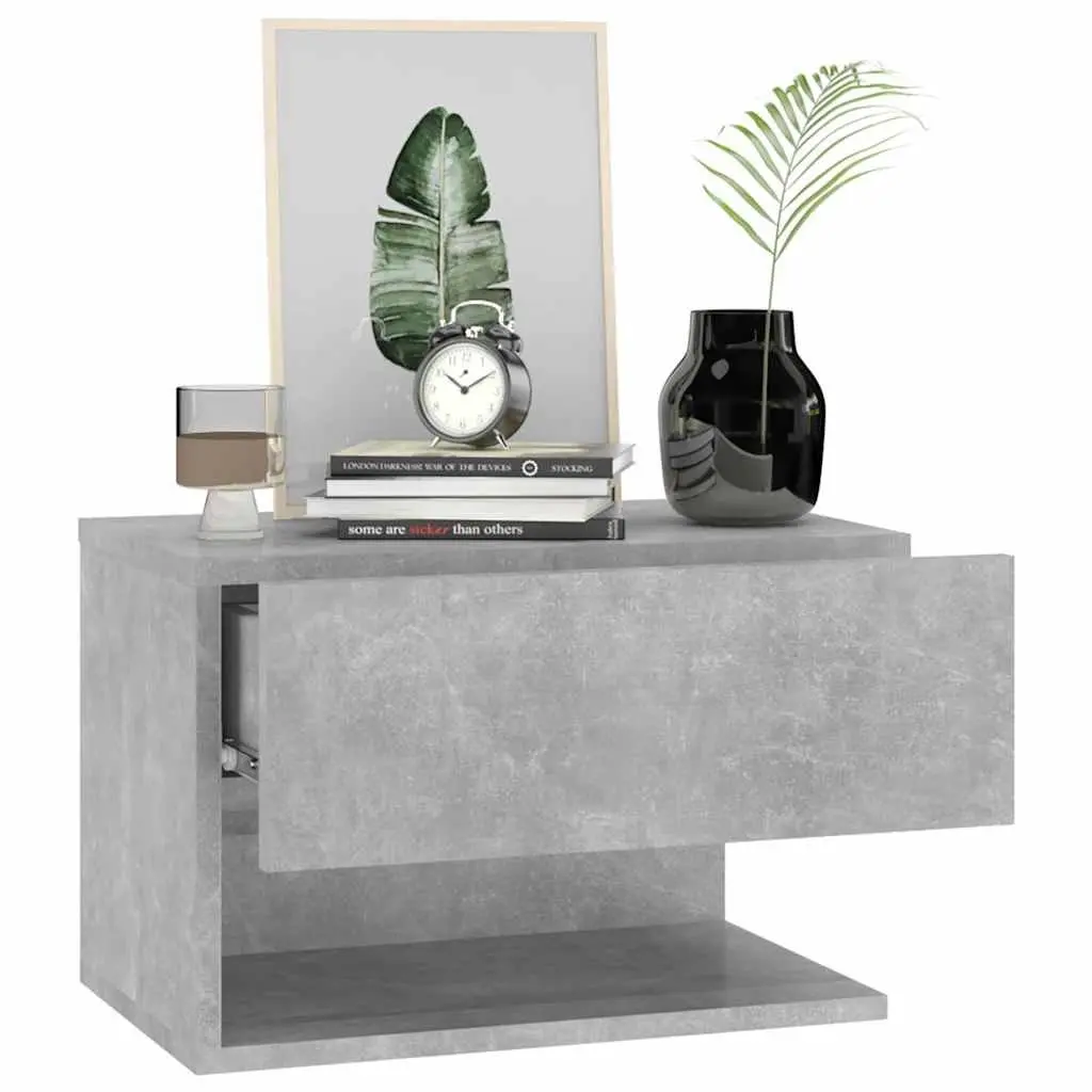 Wall-mounted Bedside Cabinets Engineered Wood 2 Piece Grey Floating Storage Units