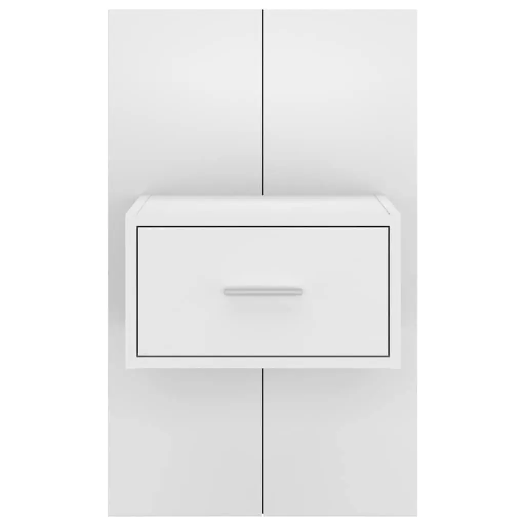 Wall-mounted Bedside Cabinet Engineered Wood White Floating Storage Unit