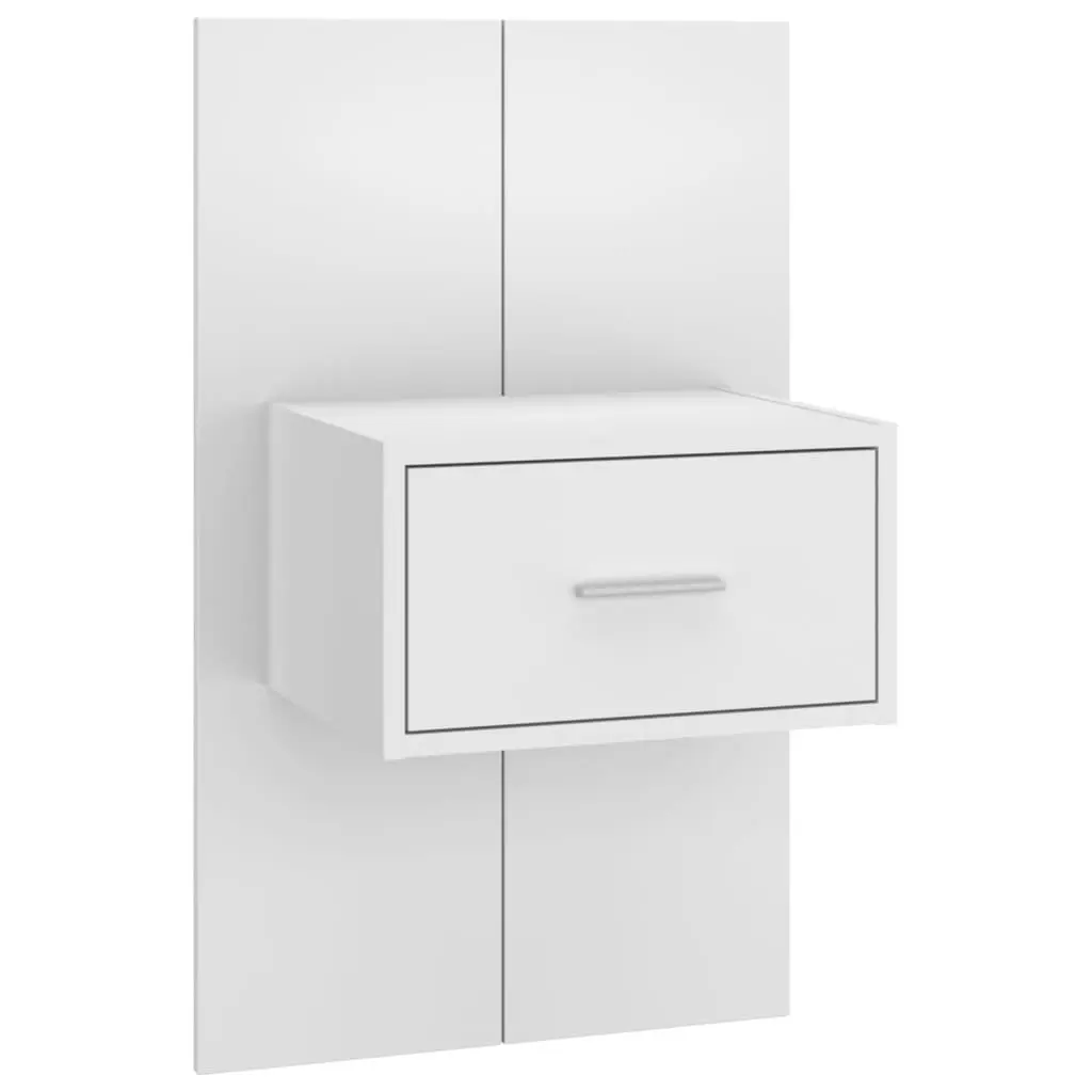 Floating Storage Unit Wall-mounted Bedside Cabinet White High Gloss Drawer Engineered Wood