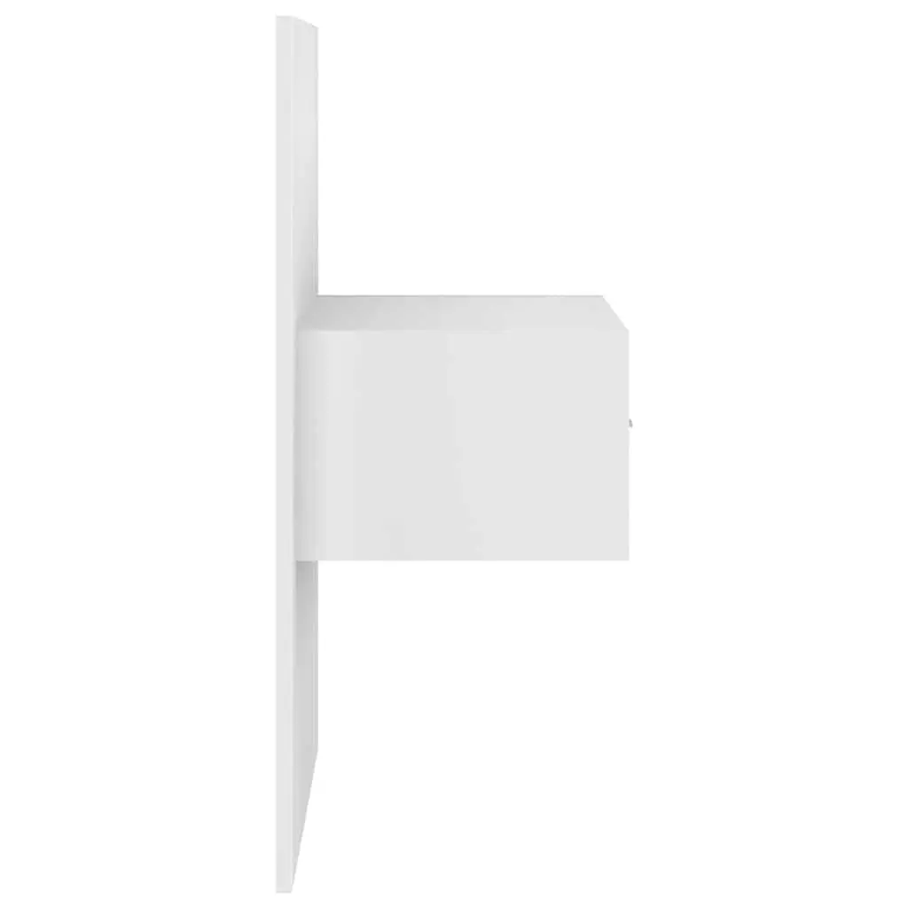 Floating Storage Unit Wall-mounted Bedside Cabinet White High Gloss Drawer Engineered Wood