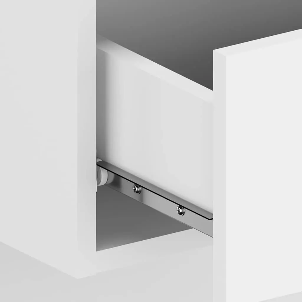 Floating Storage Unit Wall-mounted Bedside Cabinet White High Gloss Drawer Engineered Wood